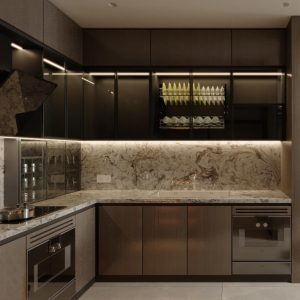 Tủ bếp inox - Cánh kính TI1