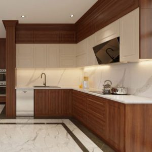 Tủ bếp gỗ sồi tự nhiên TN1