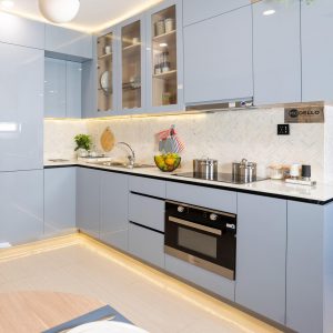 Tủ bếp nhựa dán Laminate - cánh Acrylic BN2