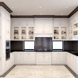 Tủ bếp nhựa dán Laminate - cánh sơn tân cổ điển BN4
