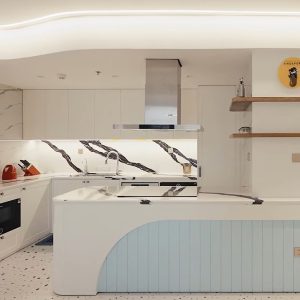 Tủ bếp nhựa sơn kết hợp cánh Lacque Laminate cao cấp BN6